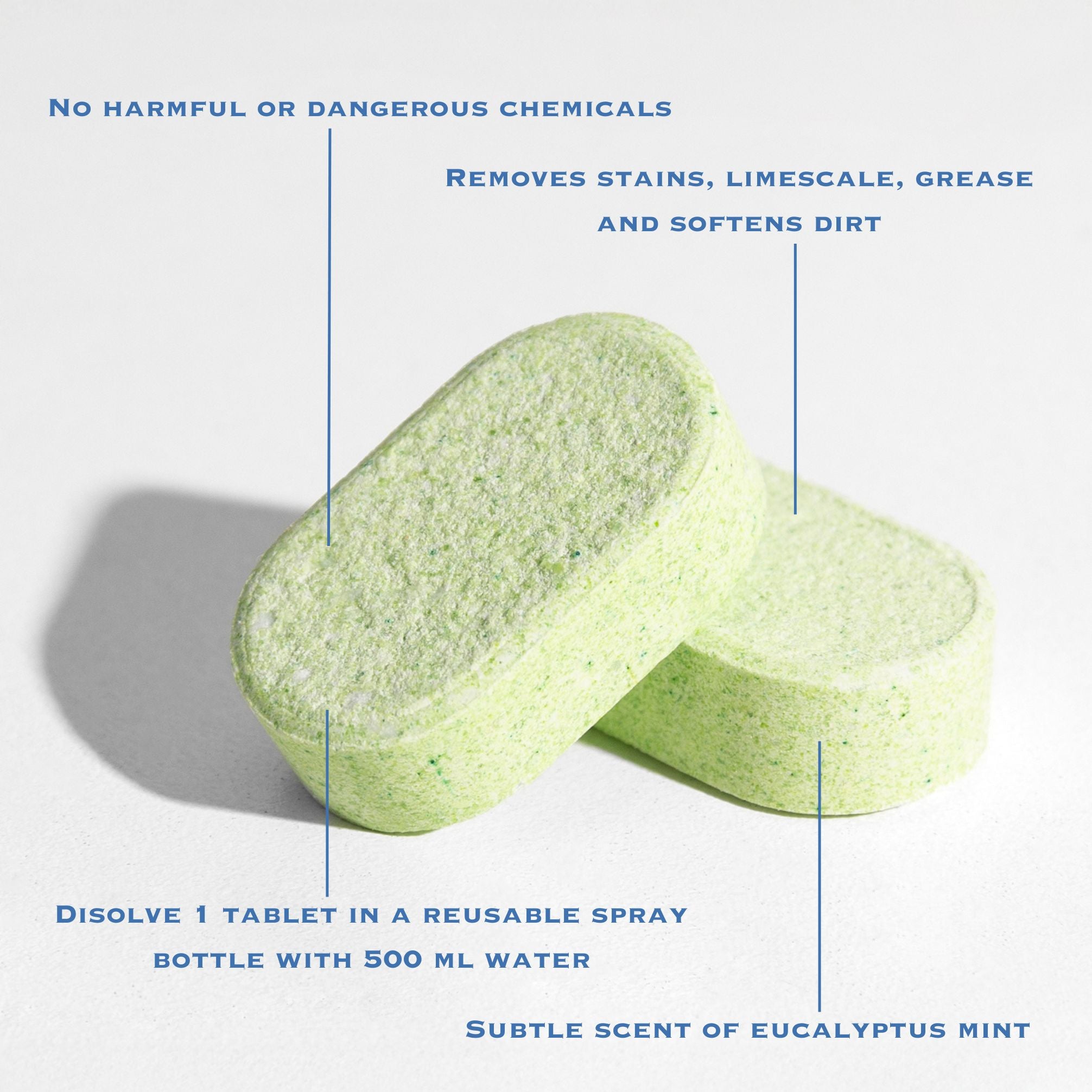 Kitchen cleaner tablets with descriptions