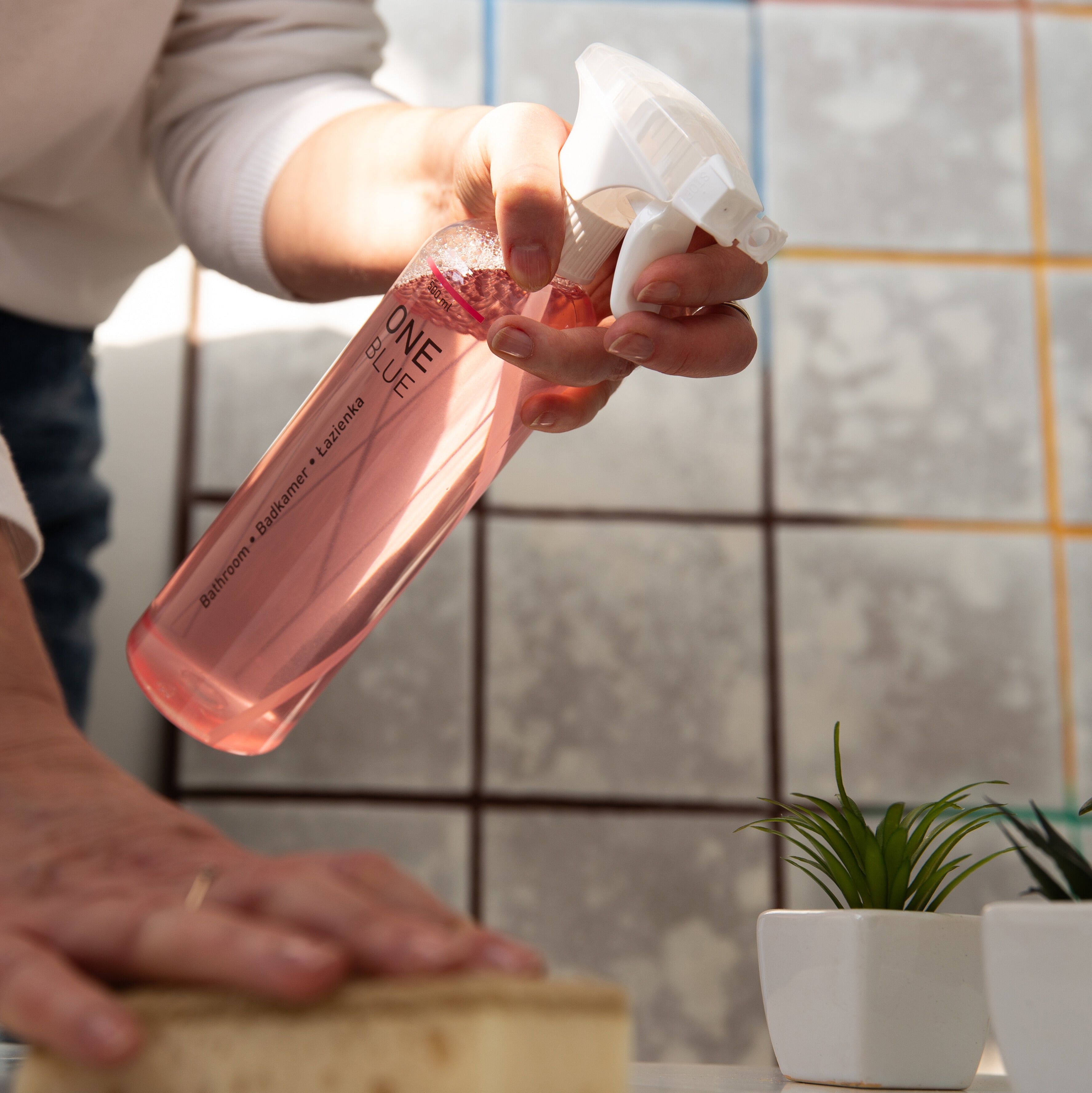 Cleaning with One Blue ecological cleaning product