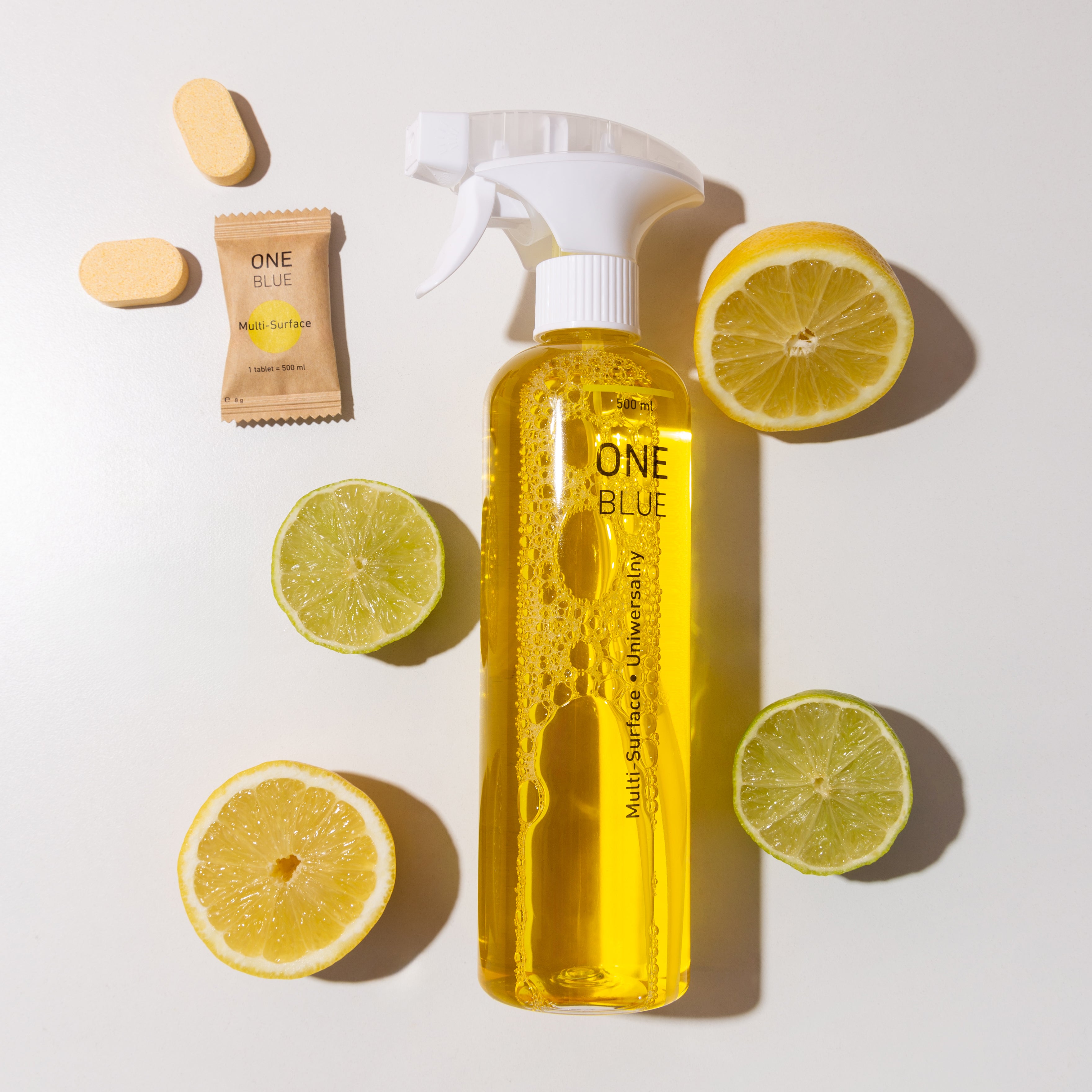 Multi-surface cleaner with a scent of lemon