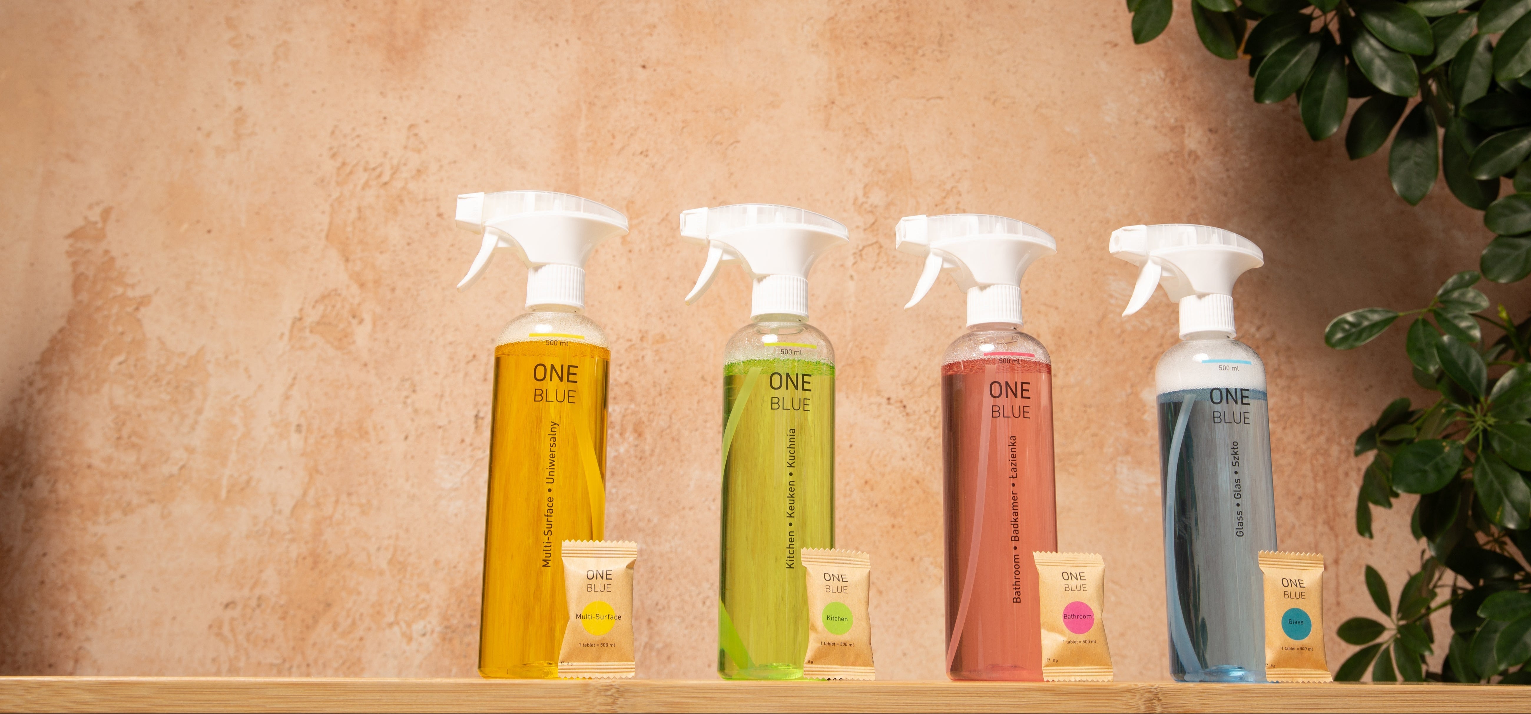 Ecological cleaning products with refill tablets and reusable bottles